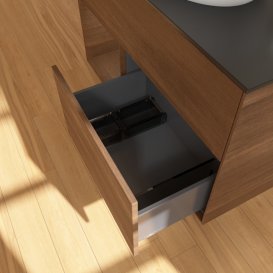 Тумба під раковину Villeroy & Boch Finion 100х50,1 см із підсвічуванням МДФ шпон волоського горіха/скло чорне матове G892GNGN