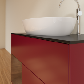 Тумба під раковину Villeroy & Boch Finion 100х50,1 см з підсвічуванням МДФ півонія матовий лак/скло чорне матове G892GNHB