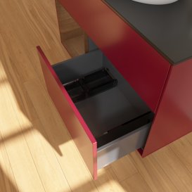 Тумба під раковину Villeroy & Boch Finion 100х50,1 см з підсвічуванням МДФ півонія матовий лак/скло чорне матове G892GNHB