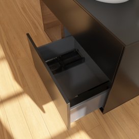 Тумба под раковину Villeroy & Boch Finion 100х50,1 см с подсветкой МДФ черный матовый лак/стекло черное матовое G892GNPD