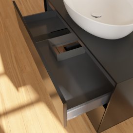 Тумба под раковину Villeroy & Boch Finion 100х50,1 см с подсветкой МДФ черный матовый лак/стекло черное матовое G892GNPD