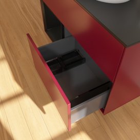 Тумба під раковину Villeroy & Boch Finion 100х50,1 см з підсвічуванням МДФ півонія матовий лак/скло чорне матове G892PDHB