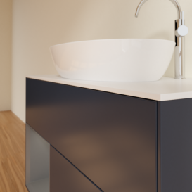 Тумба под раковину Villeroy & Boch Finion 100х50,1 см с подсветкой МДФ темно-синий матовый лак/стекло белое матовое G891GKHG