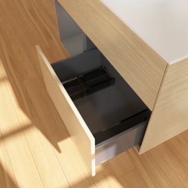 Тумба під раковину Villeroy & Boch Finion 100х50,1 см із підсвічуванням МДФ шпон дуба/скло біле матове G891GKPC