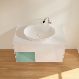 Тумба під раковину Villeroy & Boch Finion 100х50,1 см з підсвіткою МДФ білий глянцевий лак/скло біле матове G891GMGF