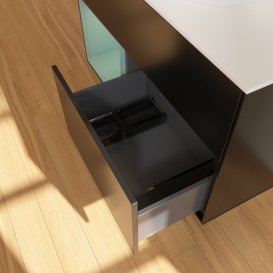 Тумба під раковину Villeroy & Boch Finion 100х50,1 см із підсвічуванням МДФ чорний матовий лак/скло біле матове G891GMPD