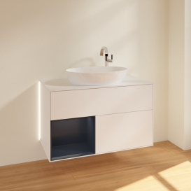 Тумба под раковину Villeroy & Boch Finion 100х50,1 см с подсветкой МДФ белый матовый лак/стекло белое матовое G891HGMT