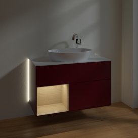 Тумба под раковину Villeroy & Boch Finion 100х50,1 см с подсветкой МДФ пион матовый лак/стекло белое матовое G891PCHB