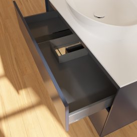 Тумба під раковину Villeroy & Boch Finion 100х50,1 см із підсвічуванням МДФ темно-синій матовий лак/скло біле матове G891PCHG