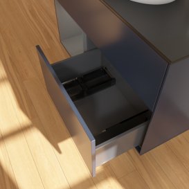 Тумба під раковину Villeroy & Boch Finion 100х50,1 см із підсвічуванням МДФ темно-синій матовий лак/скло чорне матове G892GKHG