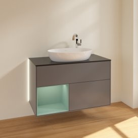 Тумба під раковину Villeroy & Boch Finion 100х50,1 см із підсвічуванням МДФ антрацит матовий лак/скло чорне матове G892GMGK