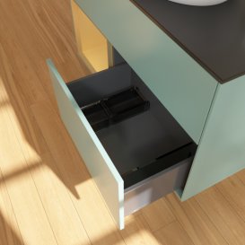 Тумба під раковину Villeroy & Boch Finion 100х50,1 см із підсвічуванням МДФ оливковий матовий лак/скло чорне матове G892HFGM