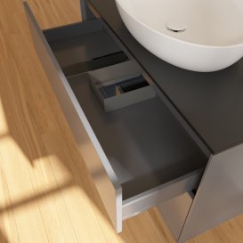 Тумба під раковину Villeroy & Boch Finion 100х50,1 см із підсвічуванням МДФ антрацит матовий лак/скло чорне матове G892HGGK