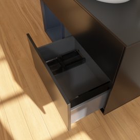 Тумба под раковину Villeroy & Boch Finion 100х50,1 см с подсветкой МДФ черный матовый лак/стекло черное матовое G892HGPD