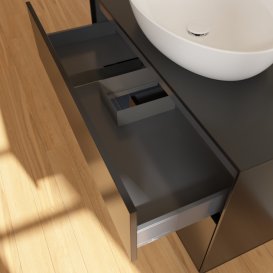 Тумба под раковину Villeroy & Boch Finion 100х50,1 см с подсветкой МДФ черный матовый лак/стекло черное матовое G892HGPD