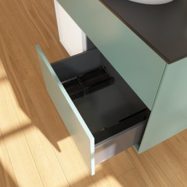 Тумба под раковину Villeroy & Boch Finion 100х50,1 см с подсветкой МДФ темно-синий матовый лак/стекло черное матовое G892MTGM