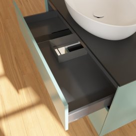 Тумба под раковину Villeroy & Boch Finion 100х50,1 см с подсветкой МДФ темно-синий матовый лак/стекло черное матовое G892MTGM