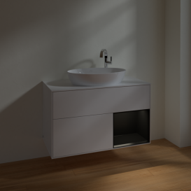 Тумба под раковину Villeroy & Boch Finion 100х50,1 см с подсветкой МДФ глянцевый белый лак/стекло белое матовое F901PDGF