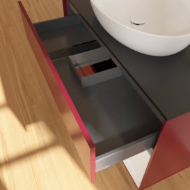 Тумба під раковину Villeroy & Boch Finion 100х50,1 см з підсвічуванням МДФ півонія матовий лак/скло чорне матове F902GFHB