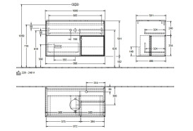Тумба під раковину Villeroy & Boch Finion 100х50,1 см з підсвічуванням МДФ півонія матовий лак/скло чорне матове F902GFHB