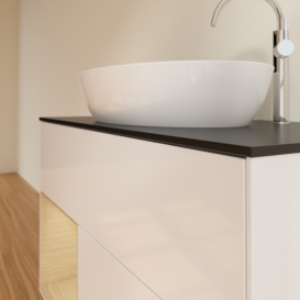 Тумба під раковину Villeroy & Boch Finion 100х50,1 см з підсвічуванням МДФ білий глянцевий лак/скло чорне матове G892PCGF