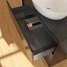 Тумба під раковину Villeroy & Boch Finion 100х50,1 см із підсвічуванням МДФ чорний матовий лак/скло чорне матове G892PCPD