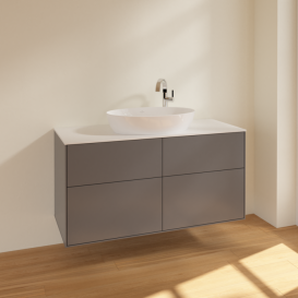 Тумба під раковину Villeroy & Boch Finion 120х50,1 см МДФ антрацит матовий лак/скло біле матове F91100GK