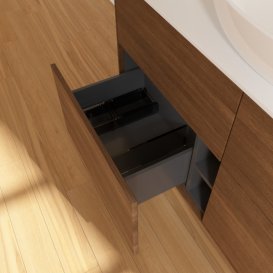 Тумба под раковину Villeroy & Boch Finion 120х50,1 см МДФ шпон грецкого ореха/стекло белое матовое F91100GN