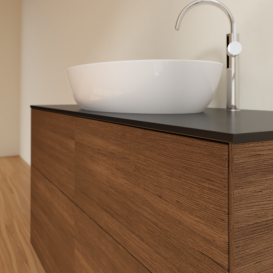 Тумба под раковину Villeroy & Boch Finion 120х50,1 см МДФ шпон грецкого ореха/стекло черное матовое F91200GN