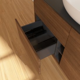 Тумба под раковину Villeroy & Boch Finion 120х50,1 см МДФ шпон грецкого ореха/стекло черное матовое F91200GN