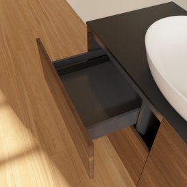 Тумба под раковину Villeroy & Boch Finion 120х50,1 см МДФ шпон грецкого ореха/стекло черное матовое F91200GN