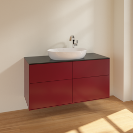 Тумба під раковину Villeroy & Boch Finion 120х50,1 см МДФ півонія матовий лак/скло чорне матове F91200HB