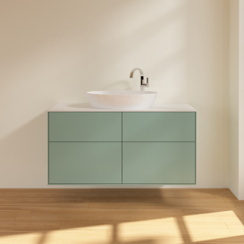 Тумба під раковину Villeroy & Boch Finion 120х50,1 см МДФ оливковий матовий лак/скло біле матове F91100GM