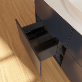 Тумба под раковину Villeroy & Boch Finion 120х50,1 см МДФ темно-синий матовый лак/стекло белое матовое F91100HG