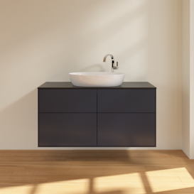 Тумба під раковину Villeroy & Boch Finion 120х50,1 см МДФ темно-синій матовий лак/скло чорне матове F91200HG