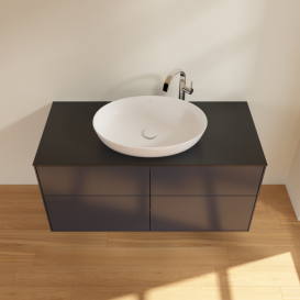 Тумба під раковину Villeroy & Boch Finion 120х50,1 см МДФ темно-синій матовий лак/скло чорне матове F91200HG