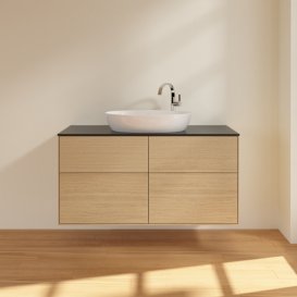 Тумба под раковину Villeroy & Boch Finion 120х50,1 см МДФ шпон дуба/стекло черное матовое F91200PC