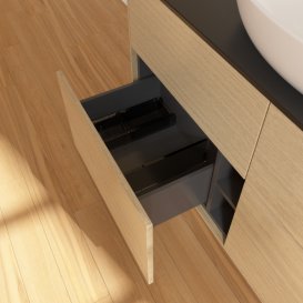 Тумба под раковину Villeroy & Boch Finion 120х50,1 см МДФ шпон дуба/стекло черное матовое F91200PC