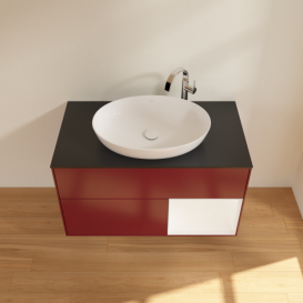 Тумба под раковину Villeroy & Boch Finion 100х50,1 см с подсветкой МДФ пион матовый лак/стекло черное матовое F902MTHB