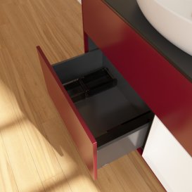 Тумба под раковину Villeroy & Boch Finion 100х50,1 см с подсветкой МДФ пион матовый лак/стекло черное матовое F902MTHB