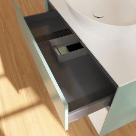 Тумба під раковину Villeroy & Boch Finion 100х50,1 см із підсвічуванням МДФ оливковий матовий лак/скло біле матове F901GFGM