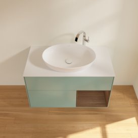 Тумба под раковину Villeroy & Boch Finion 100х50,1 см с подсветкой МДФ оливковый матовый лак/стекло белое матовое F901GNGM