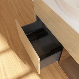 Тумба під раковину Villeroy & Boch Finion 100х50,1 см із підсвічуванням МДФ шпон дуба/скло біле матове F901GNPC