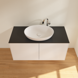 Тумба под раковину Villeroy & Boch Finion 120х50,1 см с подсветкой МДФ белый матовый лак/стекло черное матовое G91200MT