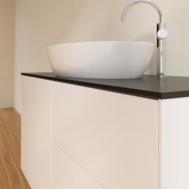 Тумба под раковину Villeroy & Boch Finion 120х50,1 см с подсветкой МДФ белый матовый лак/стекло черное матовое G91200MT