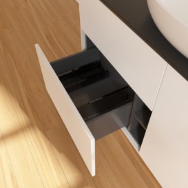 Тумба под раковину Villeroy & Boch Finion 120х50,1 см с подсветкой МДФ белый матовый лак/стекло черное матовое G91200MT