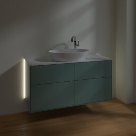 Тумба під раковину Villeroy & Boch Finion 120х50,1 см із підсвічуванням МДФ оливковий матовий лак/скло біле матове G91100GM