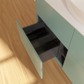 Тумба під раковину Villeroy & Boch Finion 120х50,1 см із підсвічуванням МДФ оливковий матовий лак/скло біле матове G91100GM