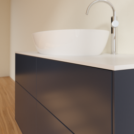 Тумба під раковину Villeroy & Boch Finion 120х50,1 см із підсвічуванням МДФ темно-синій матовий лак/скло біле матове G91100HG