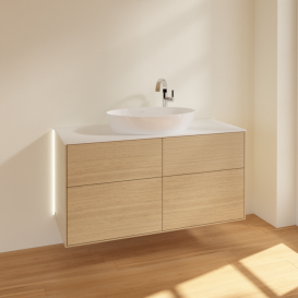 Тумба під раковину Villeroy & Boch Finion 120х50,1 см із підсвічуванням МДФ шпон дуба/скло біле матове G91100PC